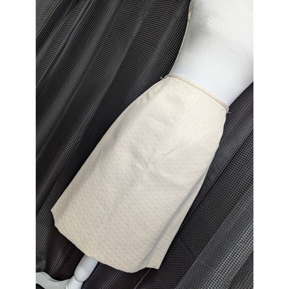 NWOT! SHIMMERING GOLD ON CREAM, GLOWING METALLIC, COTTON POLY PENCIL SKIRT! SZ 8 - Picture 7 of 7
